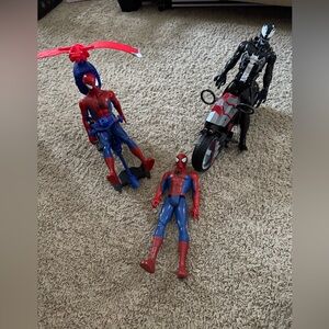 Spider-Man Action Figure Set with Helicopter and Motorcycle